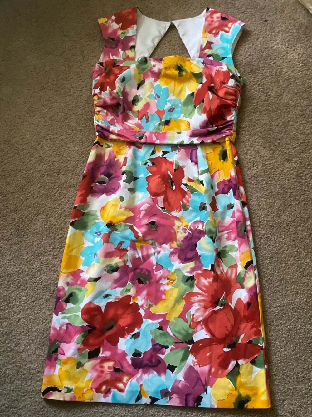 Donna Ricco Floral Sleeveless Midi Dress Size 6 Watercolor Colorful